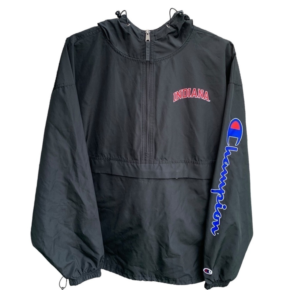 Vintage Indiana Champions Pullover Zip Windbreaker Logo Spell Out Hoodie